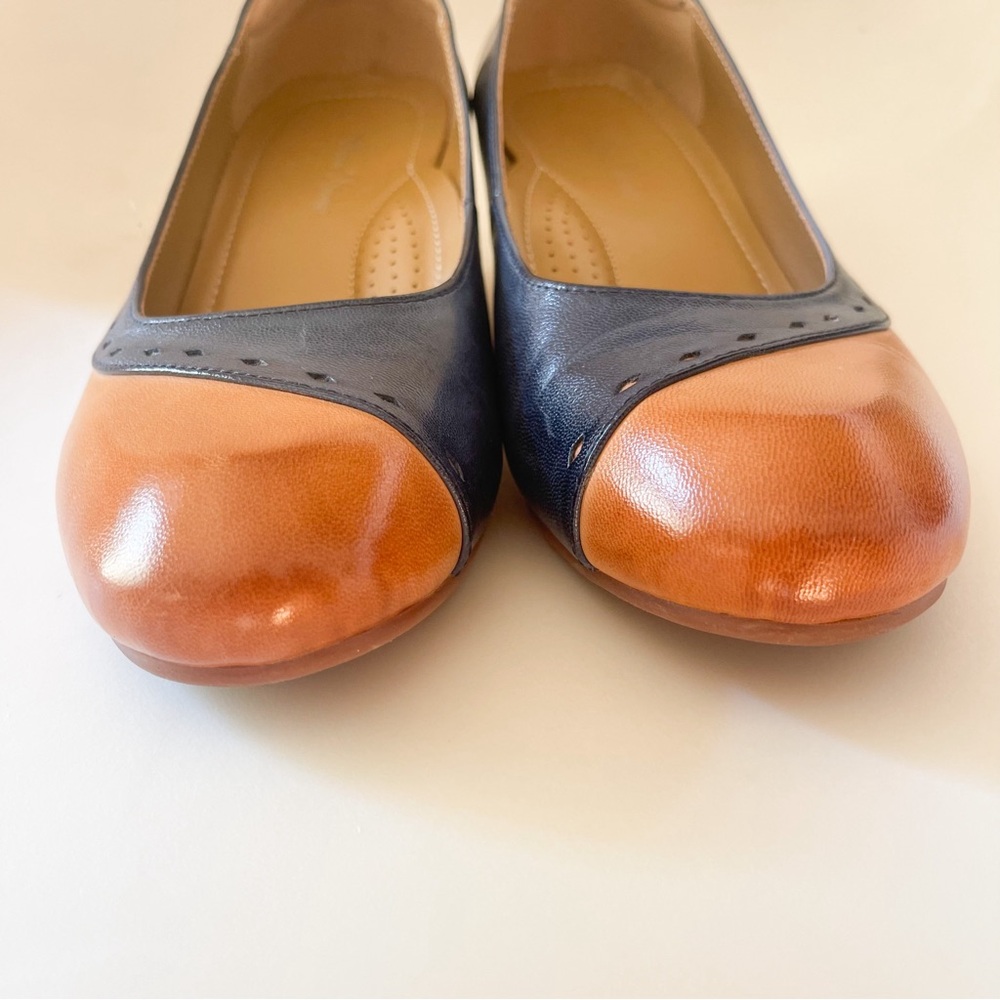 Mona Flying Leather Wedge Mid Heel Round Toe Classic - Picture 3 of 10